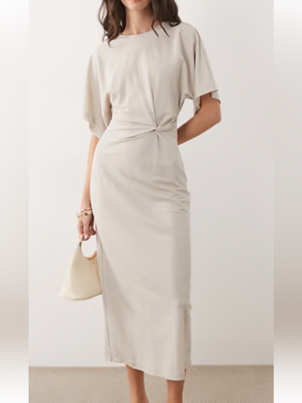 MngCream Knot-Detail Midi Dress women size medium